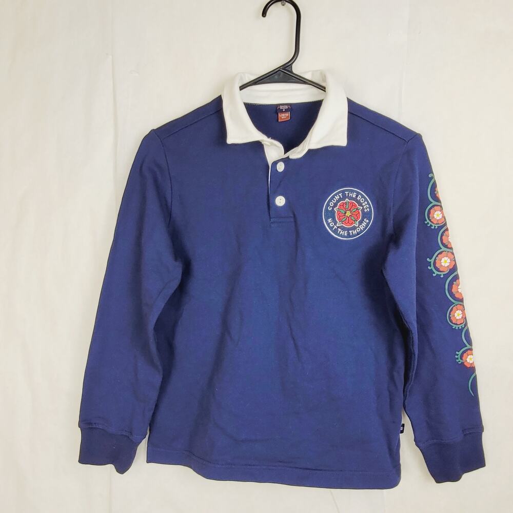 Rowing Blazers navy blue Rose rugby polo kids Size L Preppy Classic Casual